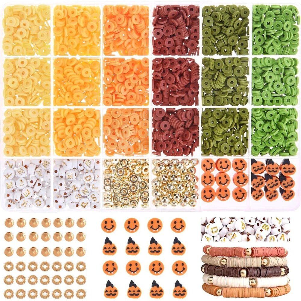 Thanksgiving Day Fall Clay Beads Set, 2340pcs Autumn DIY Crafts Beads with 185pc
